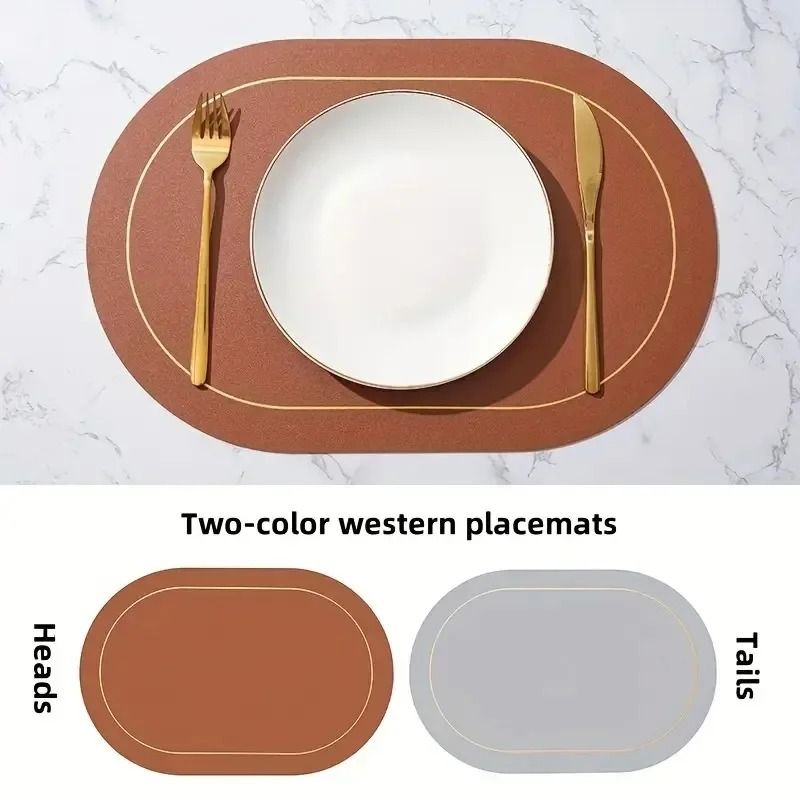 ColorBlocking Leather Placemats HeatResistant Waterproof Dining Mats 7