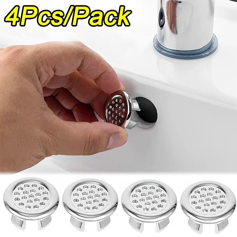 4Piece Universal Sink Overflow Covers Decorative Basin Drain Hole Accents 1