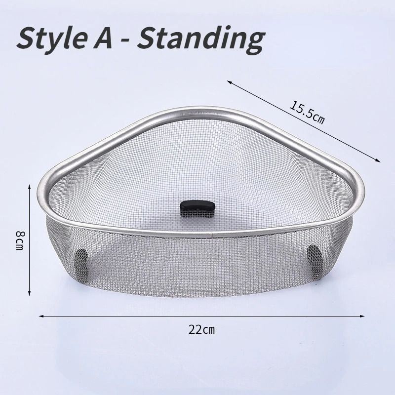 Stainless Steel Triangle Sink Drain Basket MultiFunctional Kitchen Storage Filter 7