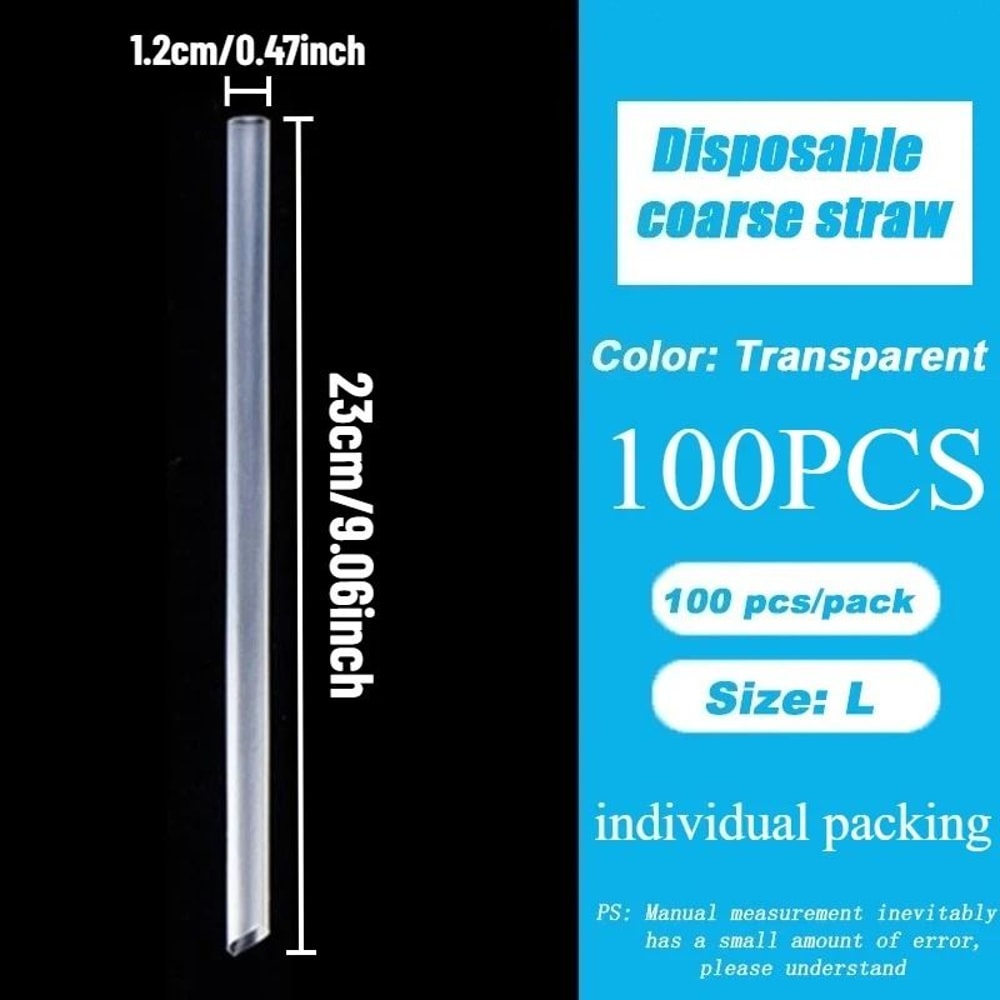 100Piece Individually Packaged Straws Transparent Disposable Drinking Set 7