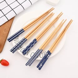 handmade japanese natural bamboo chopsticks – 5-pair decorative gift set