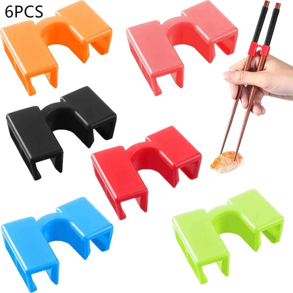 6Pack Reusable Chopsticks Helpers Universal Training Hinges For Adults Kids 0