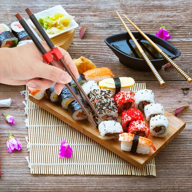 6Pack Reusable Chopsticks Helpers Universal Training Hinges For Adults Kids 3