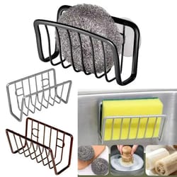 stainless steel sink sponge rack – adhesive kitchen wire ball & rag organizer