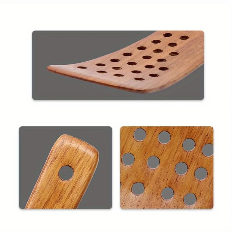Natural Wood Spatula NonStick Professional StirFry Filter Tool 3