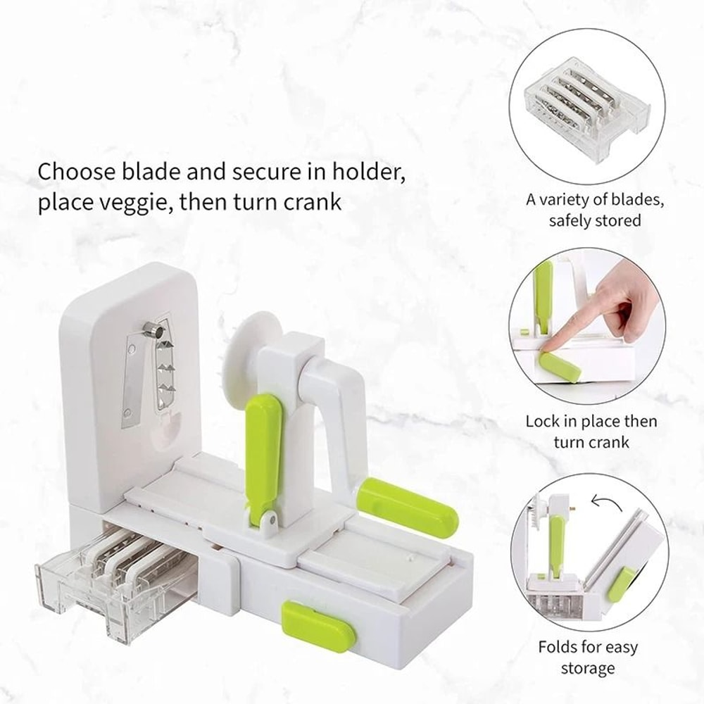 5in1 Professional Rotary Vegetable Spiralizer Foldable Veggie Pasta Spaghetti Maker 4