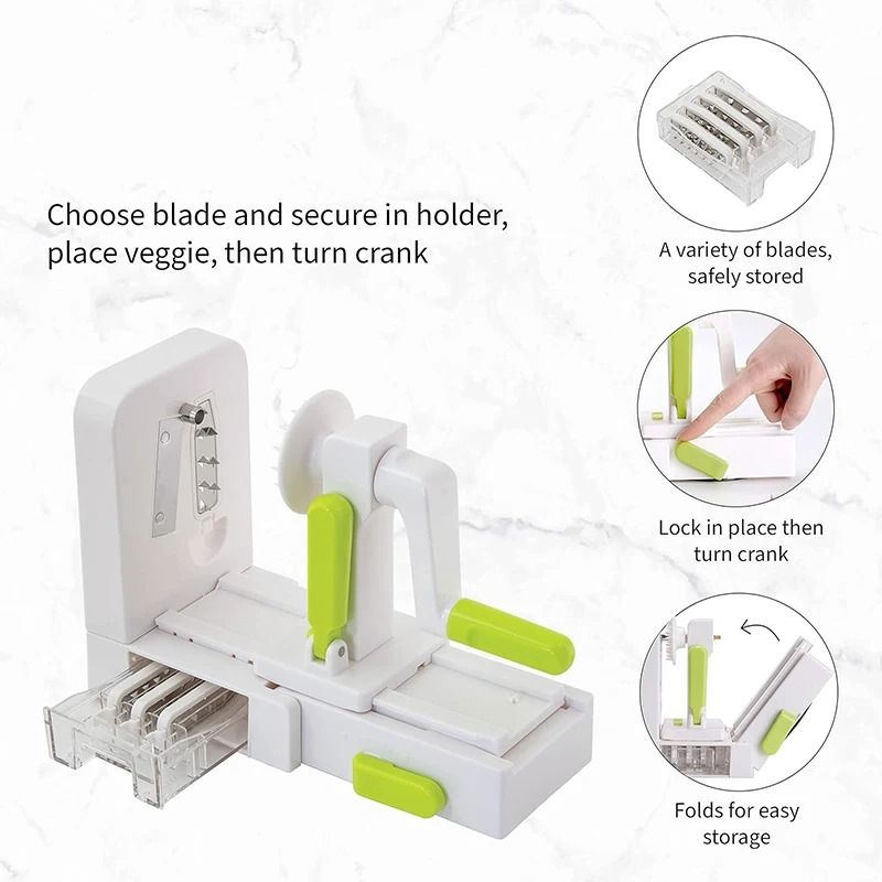 5in1 Professional Rotary Vegetable Spiralizer Foldable Veggie Pasta Spaghetti Maker 4
