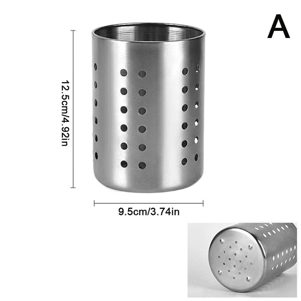 Stainless Steel Cutlery Organizer Perforated Drainer Kitchen Storage Basket 7