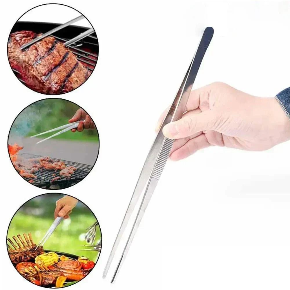 Stainless Steel BBQ Tweezers Precision Churrasco Buffet Tongs 0