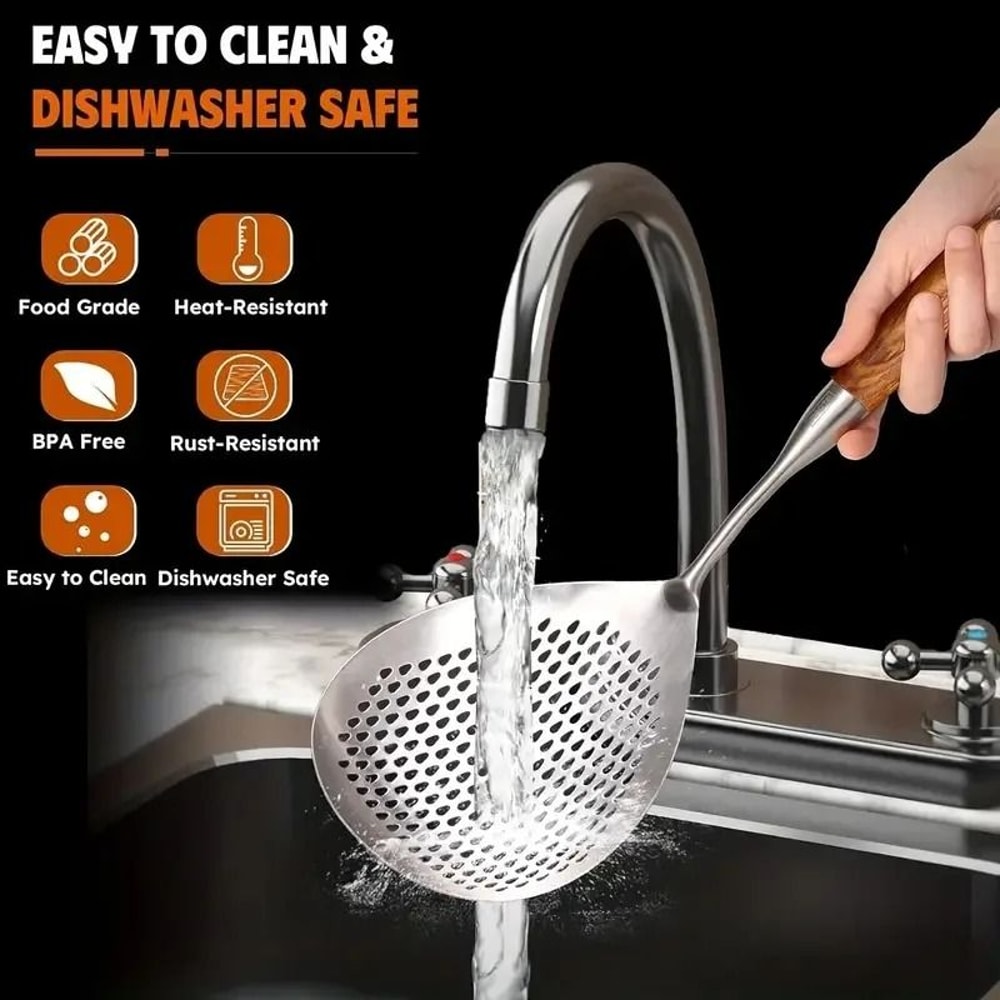 Stainless Steel FineMesh Skimmer Precision ShortHandle Strainer 3