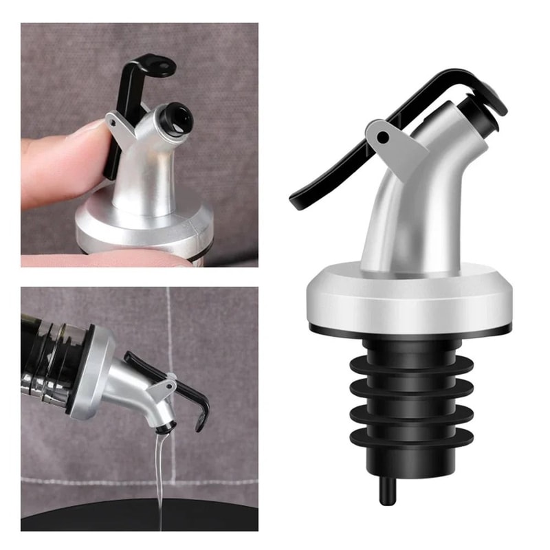 3Piece Silver Professional Bottle Pourer Set Precision Oil Vinegar Nozzles 1
