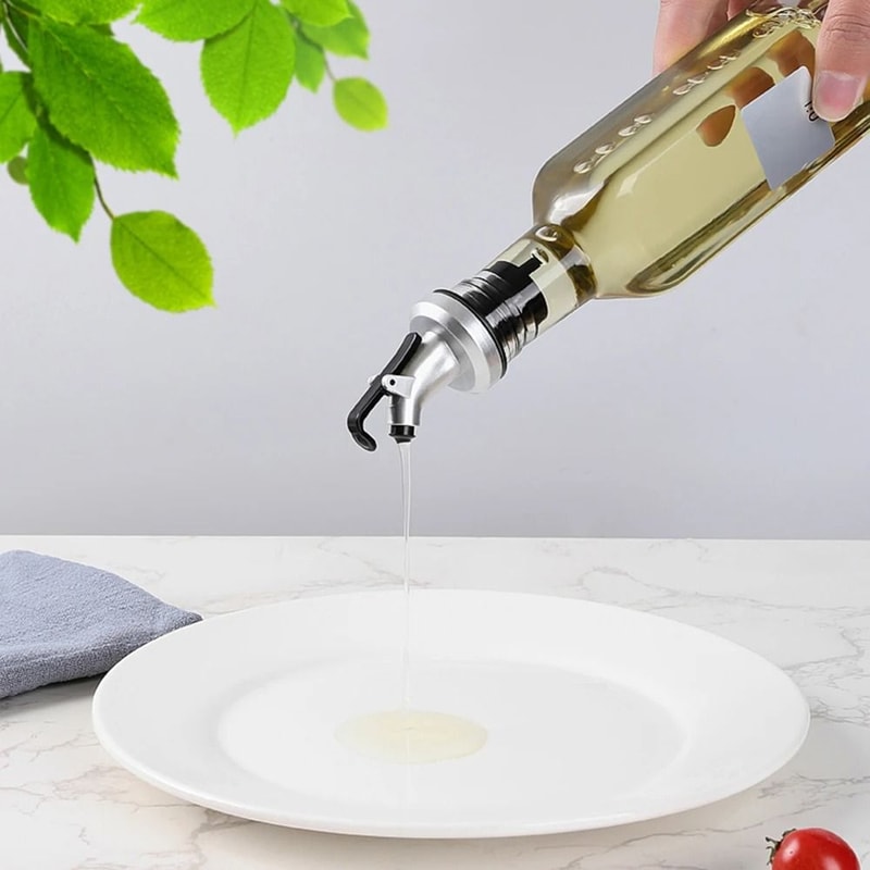 3Piece Silver Professional Bottle Pourer Set Precision Oil Vinegar Nozzles 3