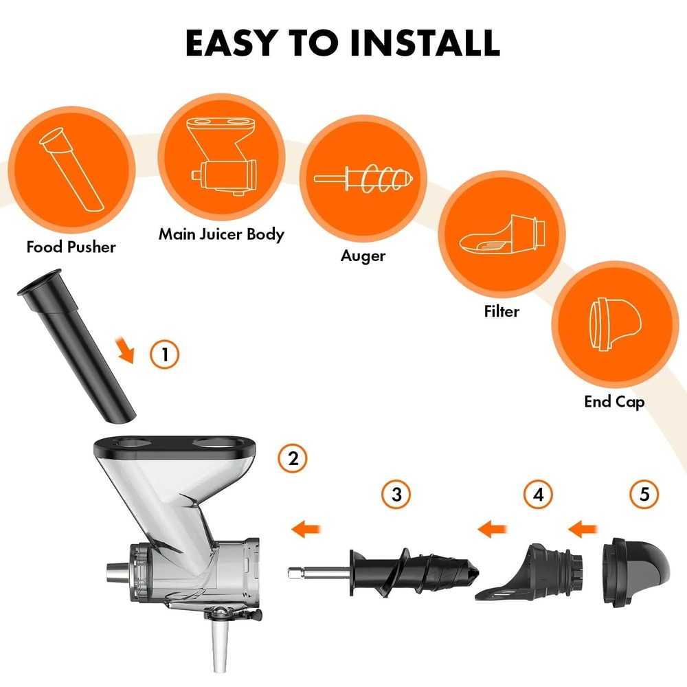 Masticating Juicer Attachment Slow Cold Press Juicer For Stand Mixers 6