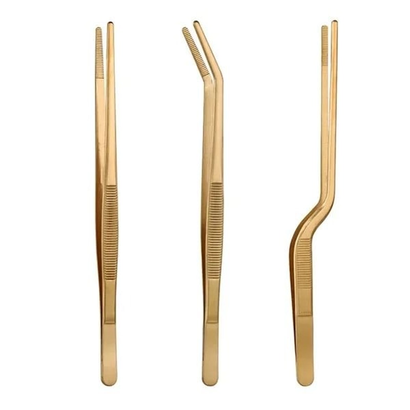 3Piece Professional Chef Tweezers Set Precision Stainless Steel Plating Tongs 5