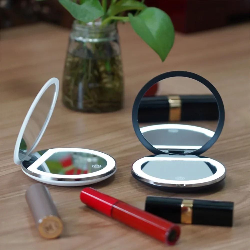 Rechargeable LED Pocket Makeup Mirror DualSided With 5x Magnification 2