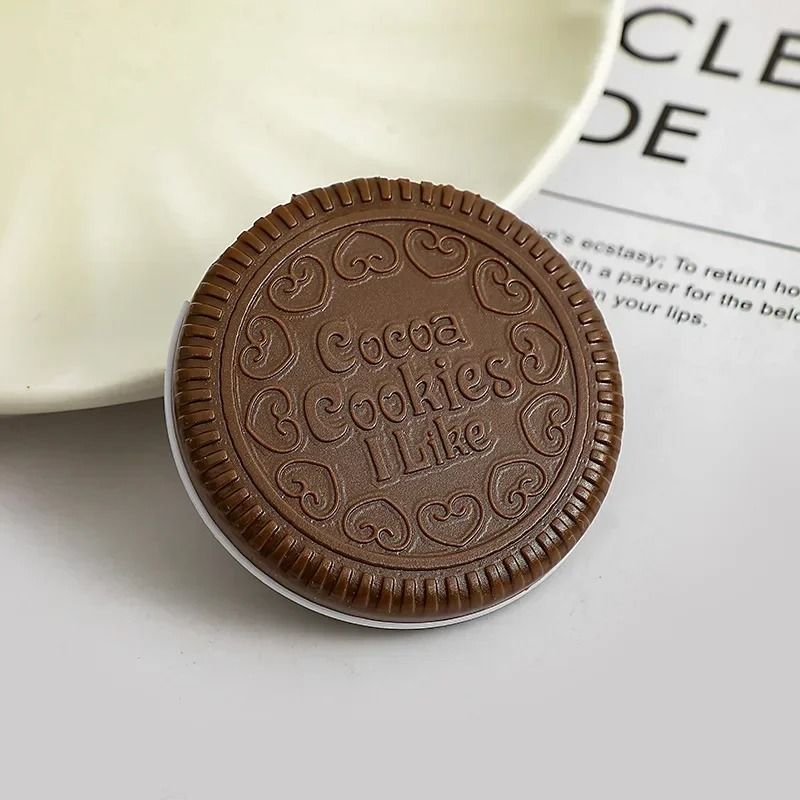 Chocolate Biscuit Mini Folding Mirror Kawaii Round Pocket Mirror With Integrated Comb 6