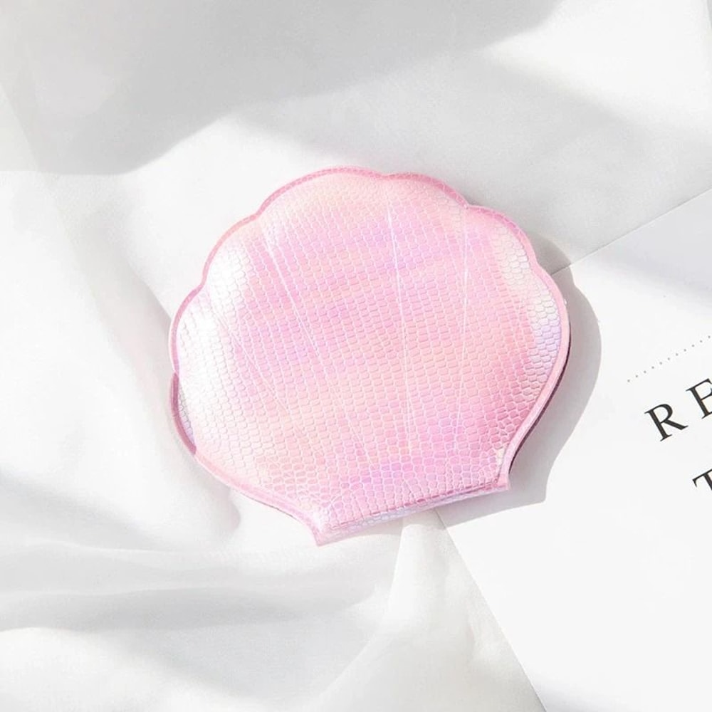 Iridescent ShellShaped Compact Mirror DualSided 2X Magnifying Travel Tool 11