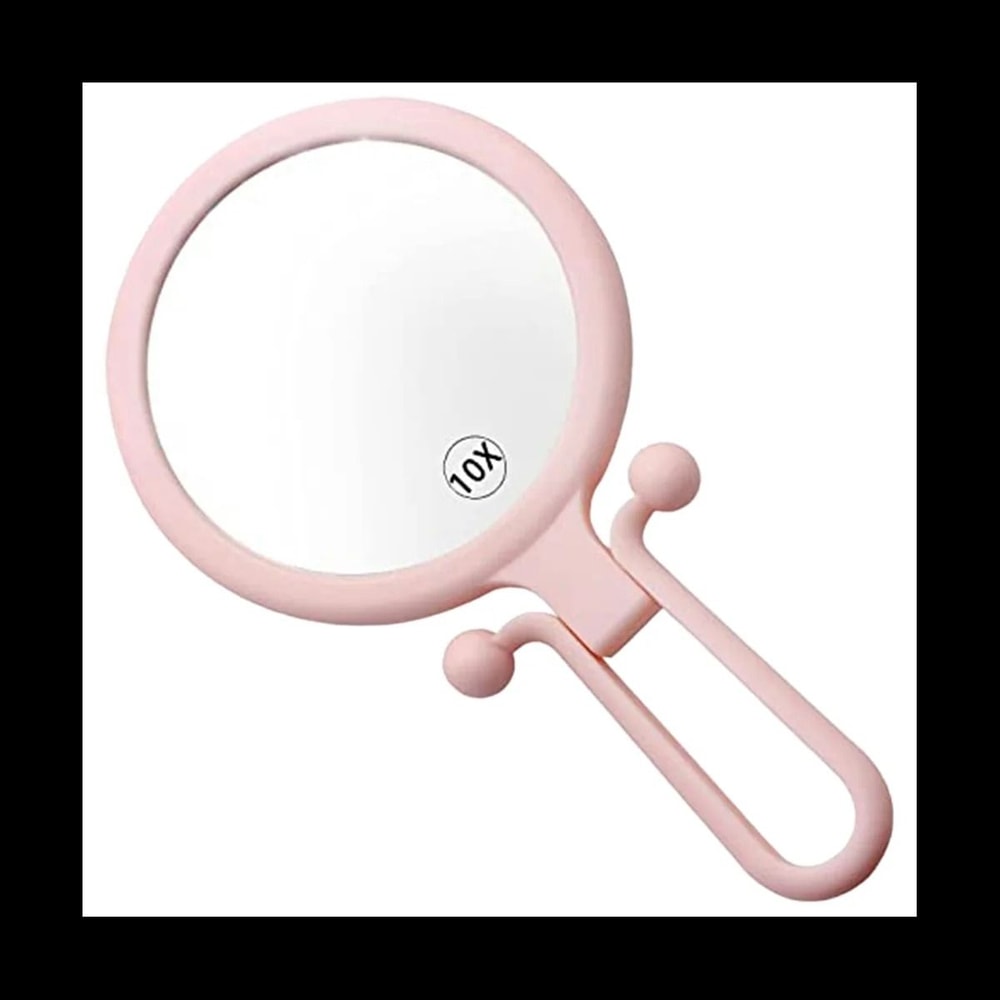 10X Handheld Precision Magnifier DoubleSided Folding Makeup Mirror With Adjustable Handle 0