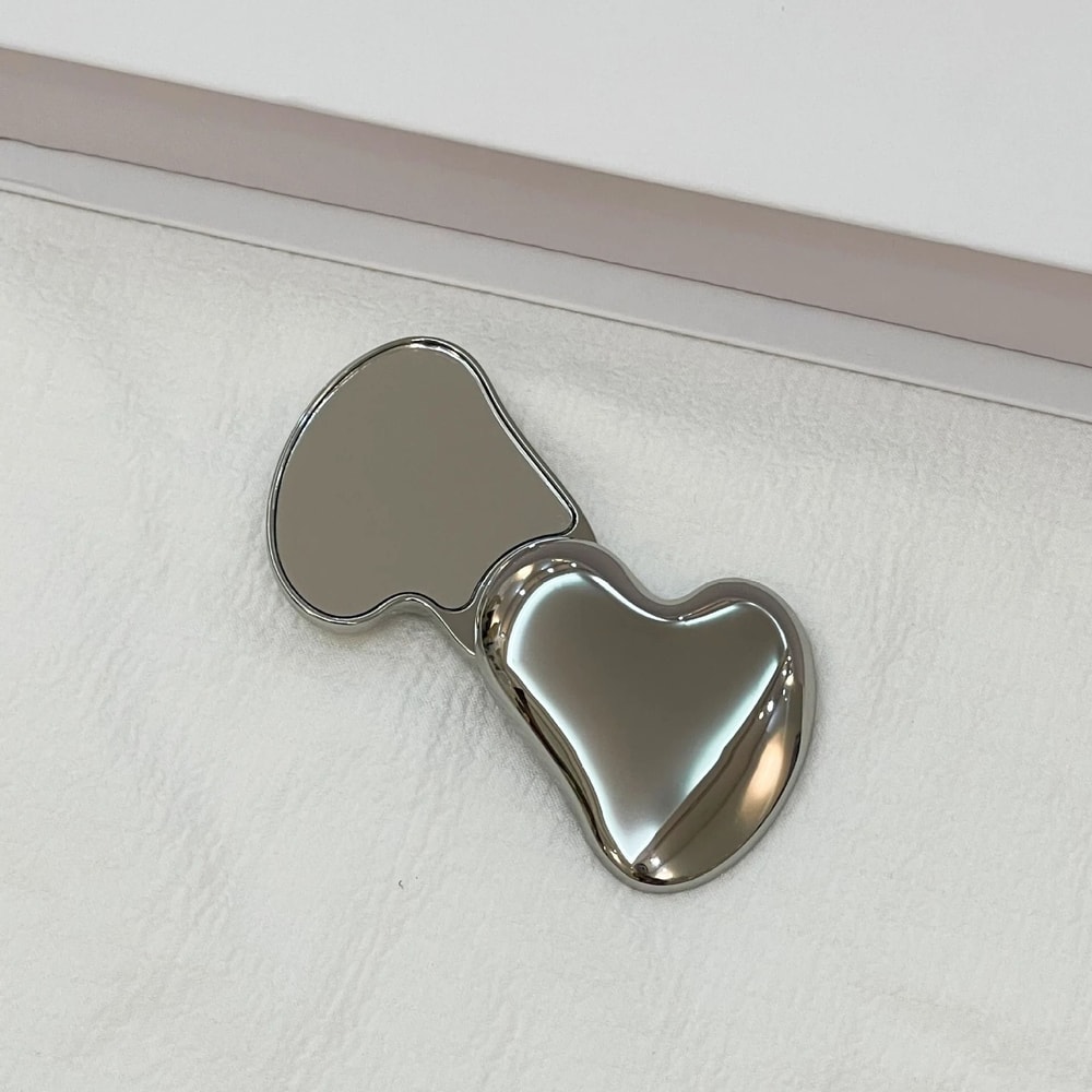 Handheld HeartShaped Makeup Mirror Cute Mini DoubleSided Portable Vanity 4