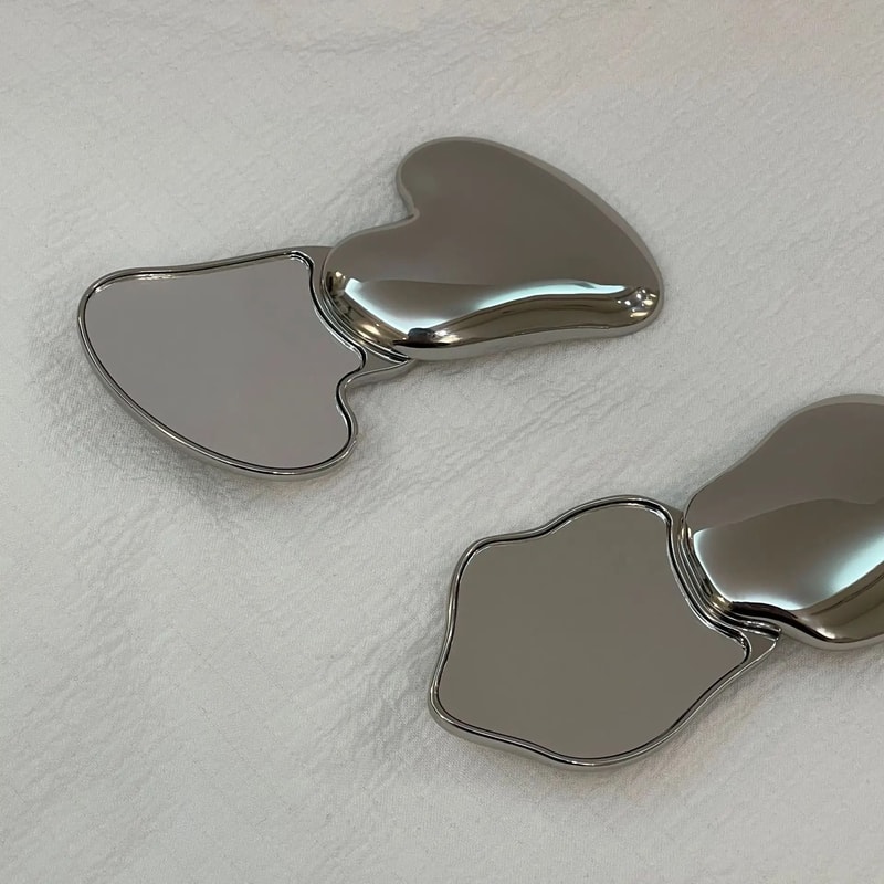 Handheld HeartShaped Makeup Mirror Cute Mini DoubleSided Portable Vanity 5