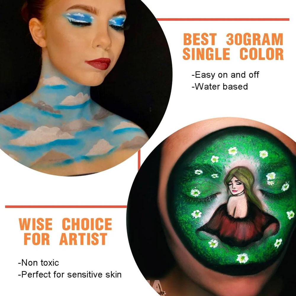 WaterBased Face Body Paint HighPigment 30g Single Color Makeup 6