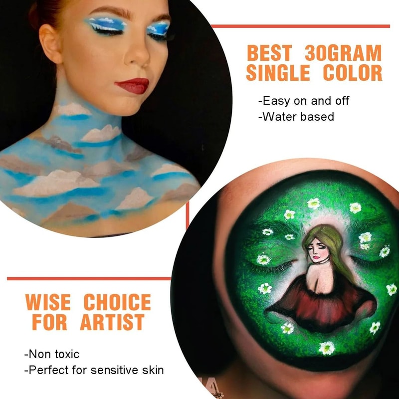 WaterBased Face Body Paint HighPigment 30g Single Color Makeup 6