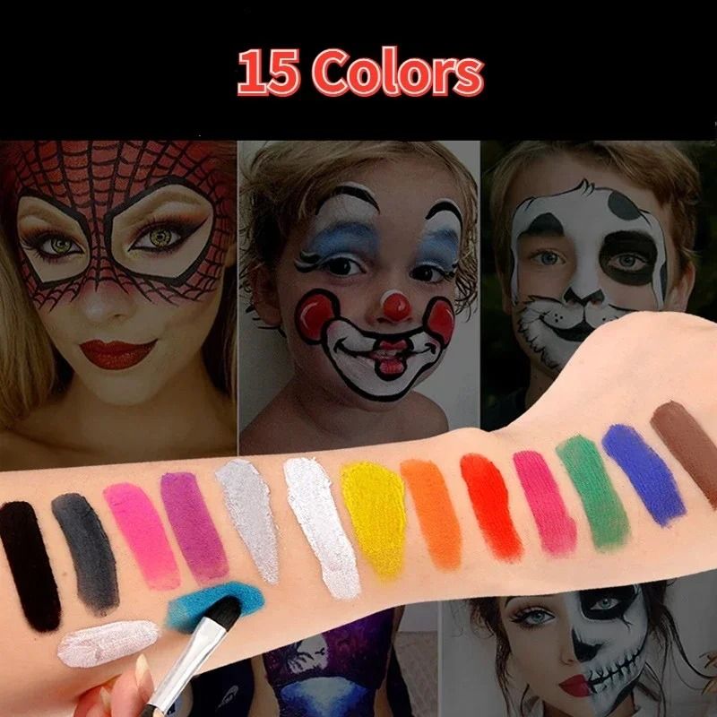 15Color Professional Face Body Painting Kit Vibrant NonToxic Artistry Palette 1