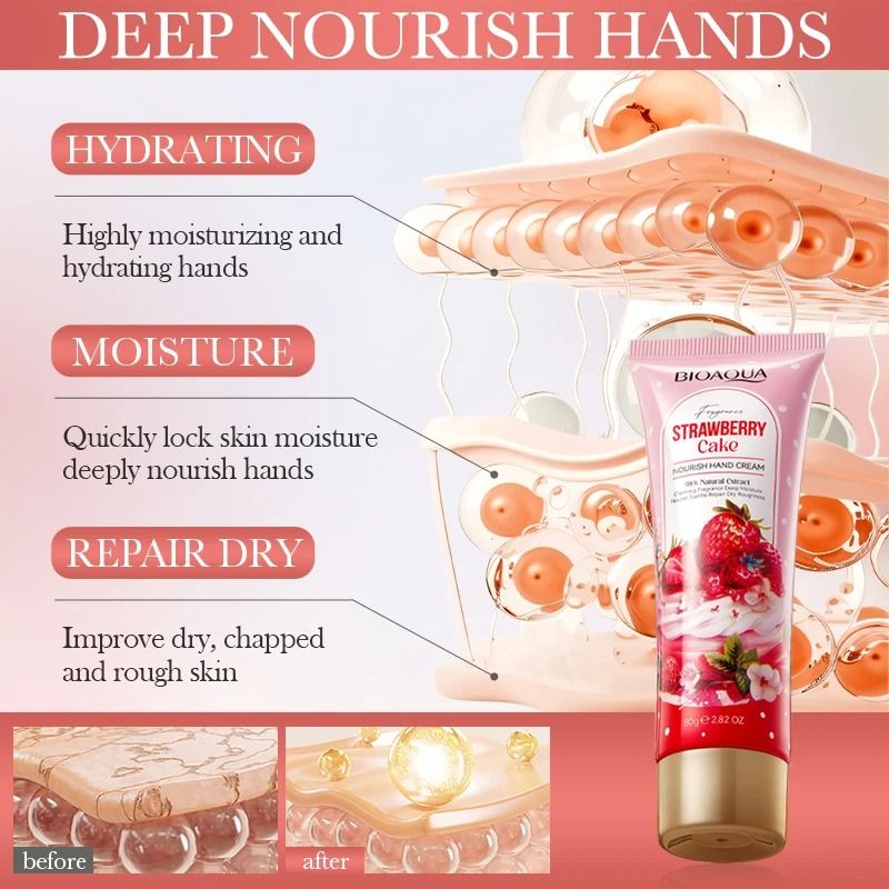 Strawberry Cake Nourishing Hand Cream Deep Hydration AntiChapping Therapy 1