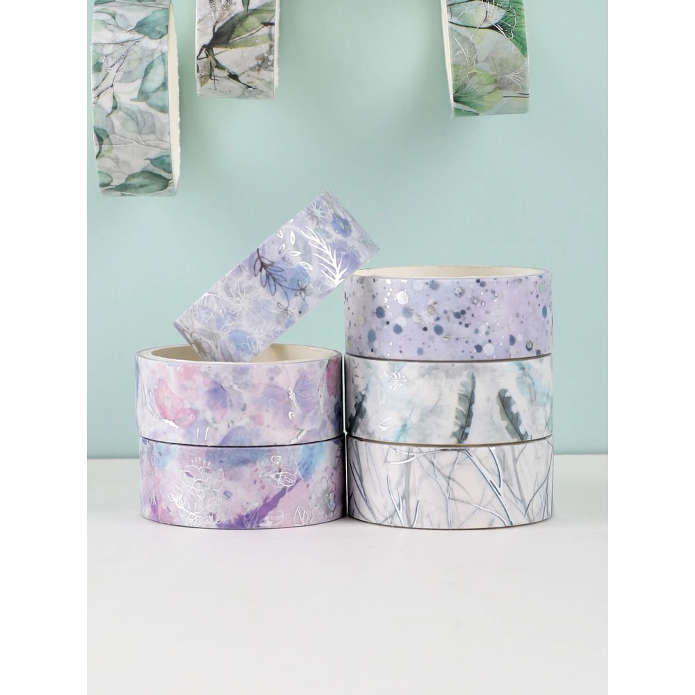 Elegant Silver Leaf Decorative Washi Tape Set 5