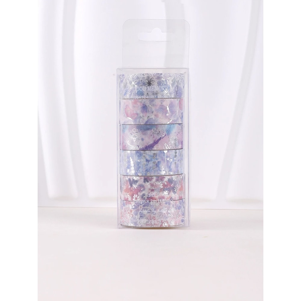 Elegant Silver Leaf Decorative Washi Tape Set 7