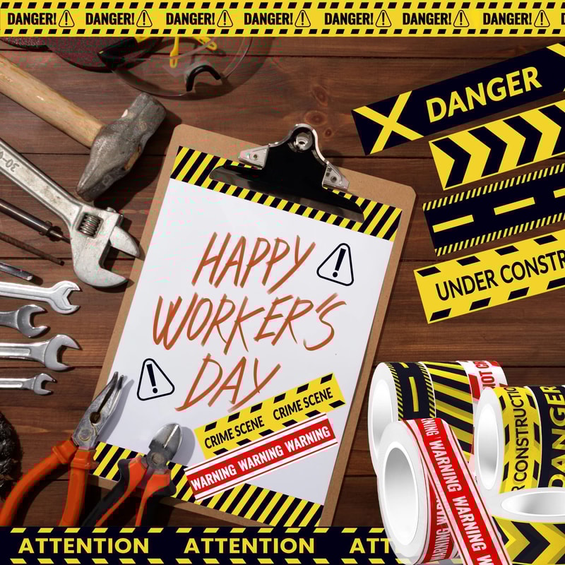 Construction Zone Caution Washi Tape Set 4