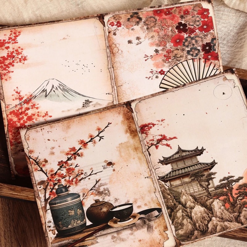 Oriental Cherry Blossom DIY Scrapbook Kit 4