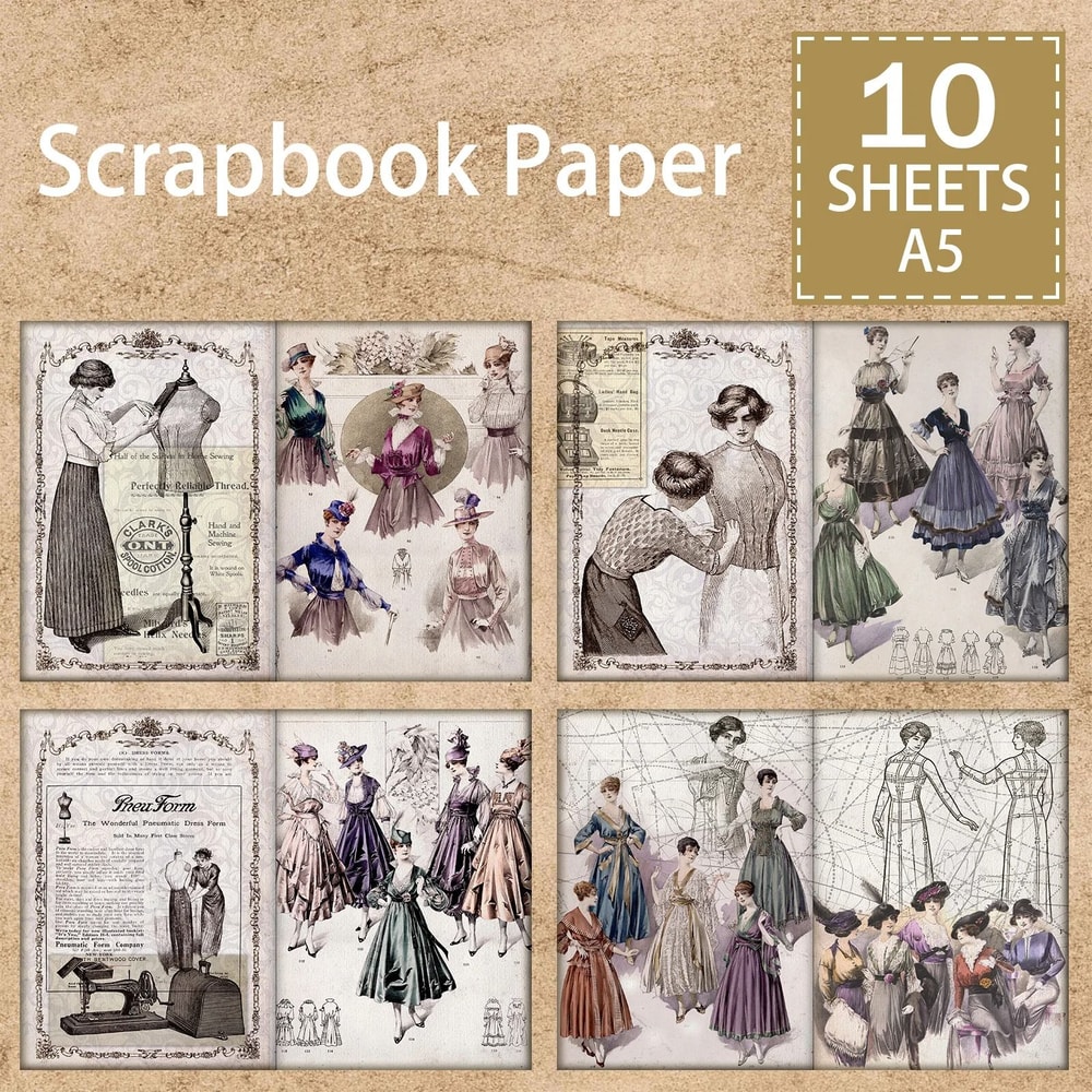 Vintage Fashion Poses Background Journaling Sheets 0