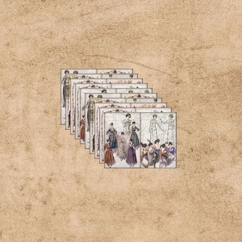 Vintage Fashion Poses Background Journaling Sheets 3
