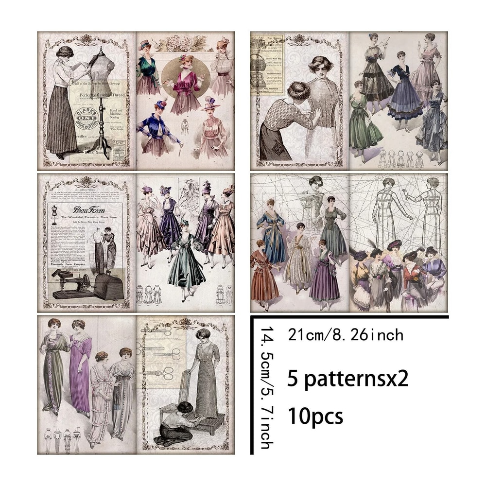 Vintage Fashion Poses Background Journaling Sheets 5