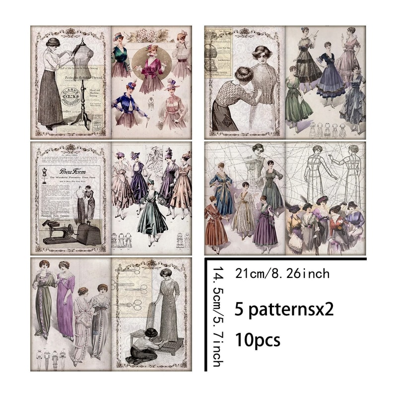 Vintage Fashion Poses Background Journaling Sheets 5