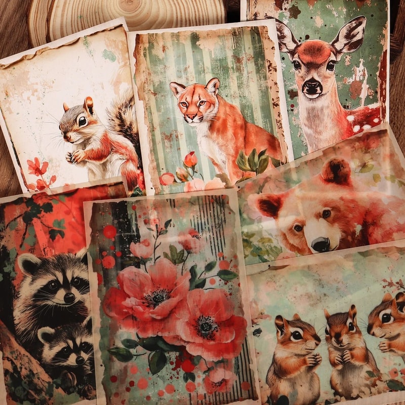 Watercolor Animal Sulfuric Acid Paper Sticker Kit 0