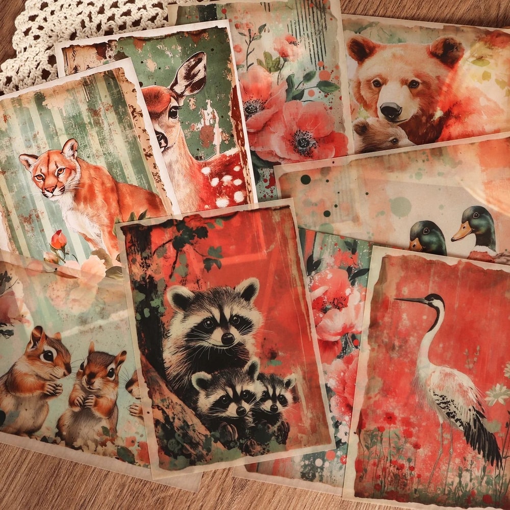 Watercolor Animal Sulfuric Acid Paper Sticker Kit 4