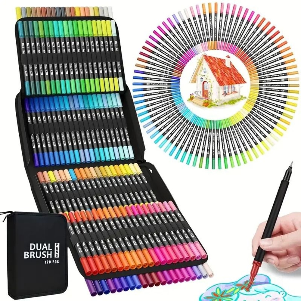 DualTip Art Coloring Brush Marker Set 7