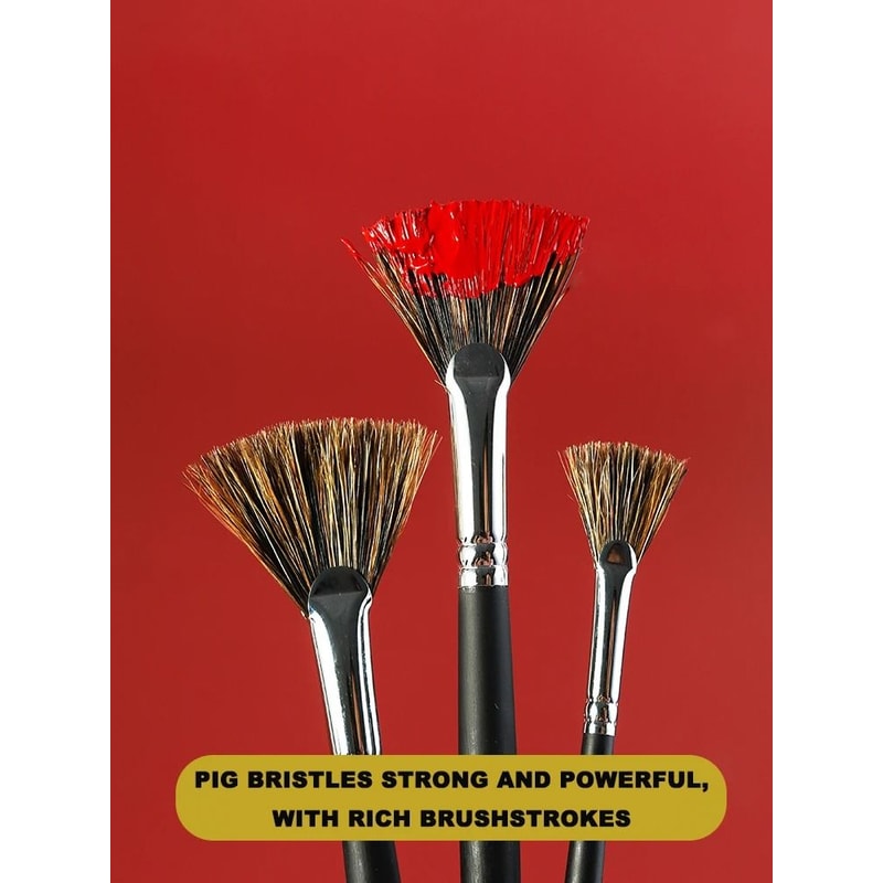 Wild Boar Bristle Fan Brush Set 3