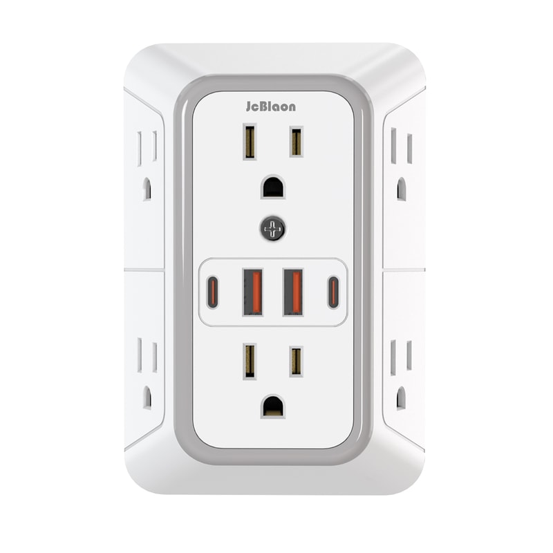 Universal Plug Power Strip, 6 AC Outlets & 4 USB Ports | Surge Protection & Fast Charging