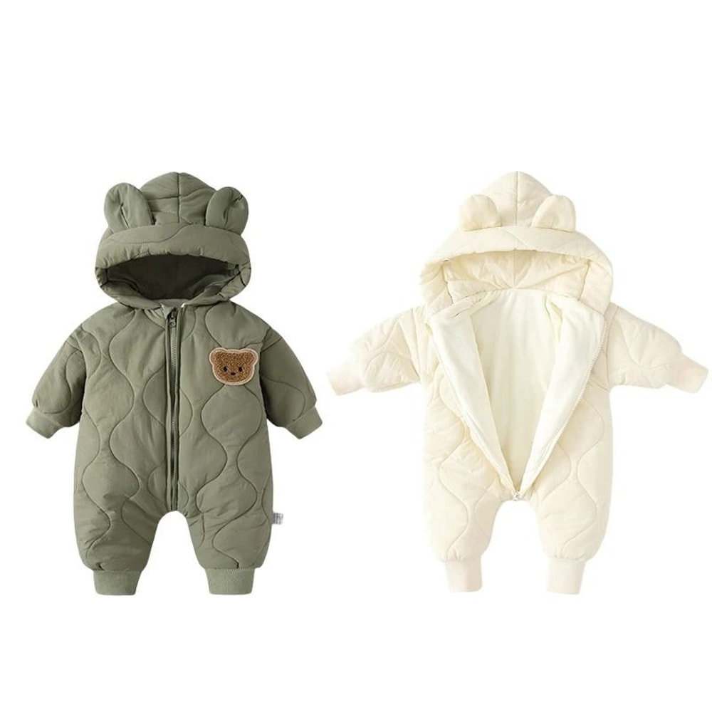 Cartoon Hooded FleecePadded Baby Snowsuit 0