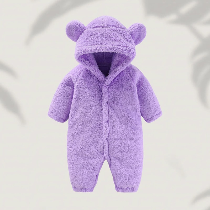 Winter Warm Fleece Bear Ear Romper 9
