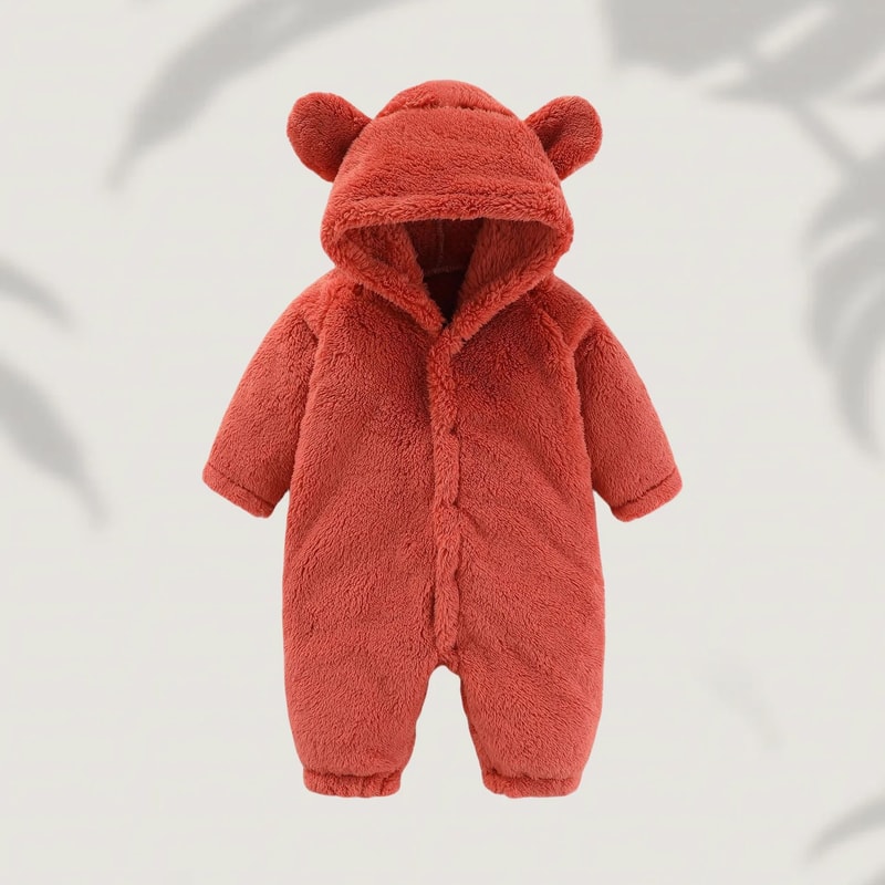 Winter Warm Fleece Bear Ear Romper 10
