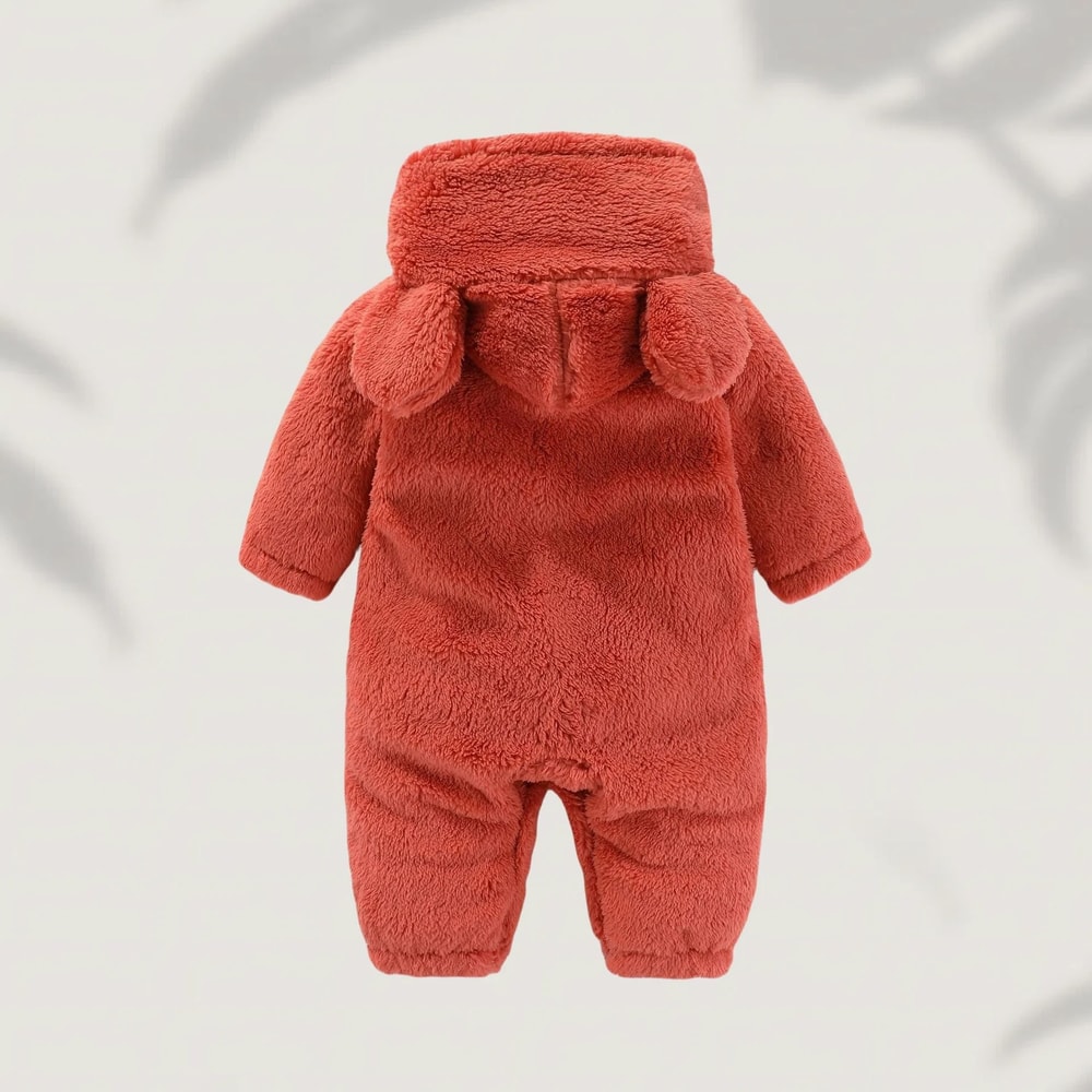 Winter Warm Fleece Bear Ear Romper 2