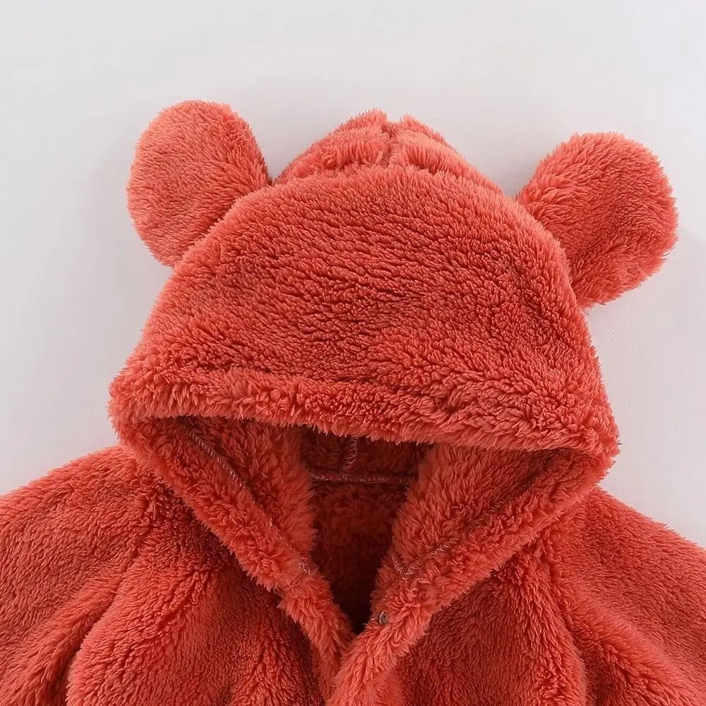 Winter Warm Fleece Bear Ear Romper 3