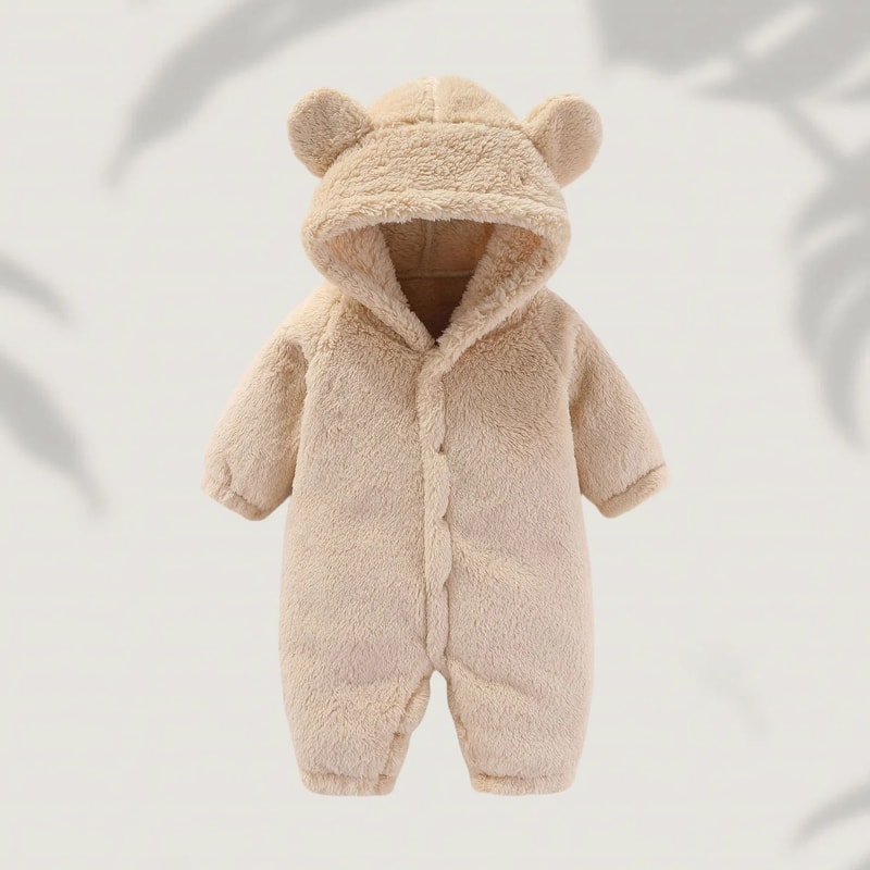 Winter Warm Fleece Bear Ear Romper 6