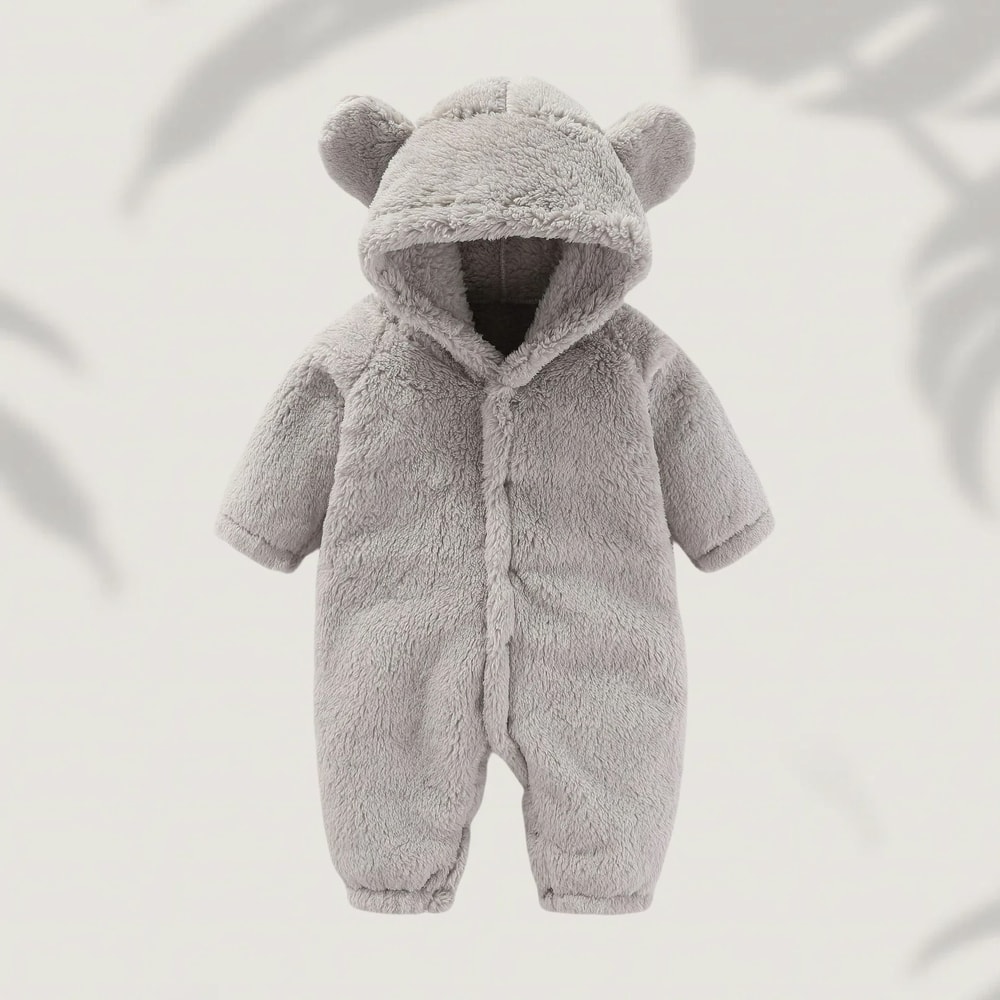 Winter Warm Fleece Bear Ear Romper 7
