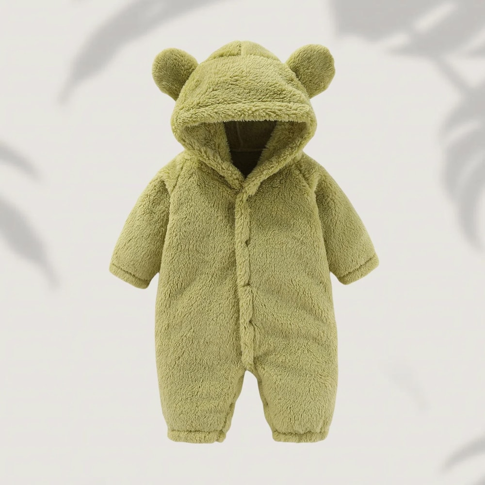 Winter Warm Fleece Bear Ear Romper 8