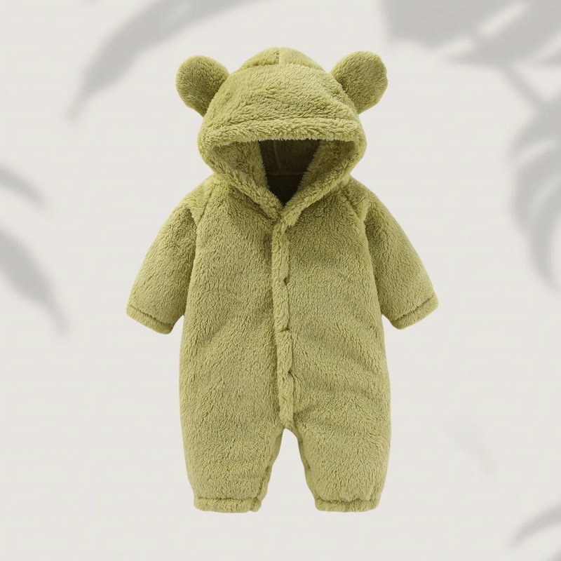 Winter Warm Fleece Bear Ear Romper 8
